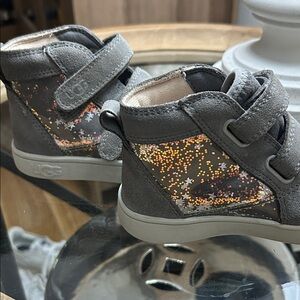 UGG Kids Gray Boots with Orange Sparkle